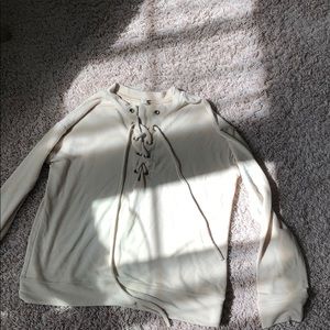 PacSun nude colored lace up top